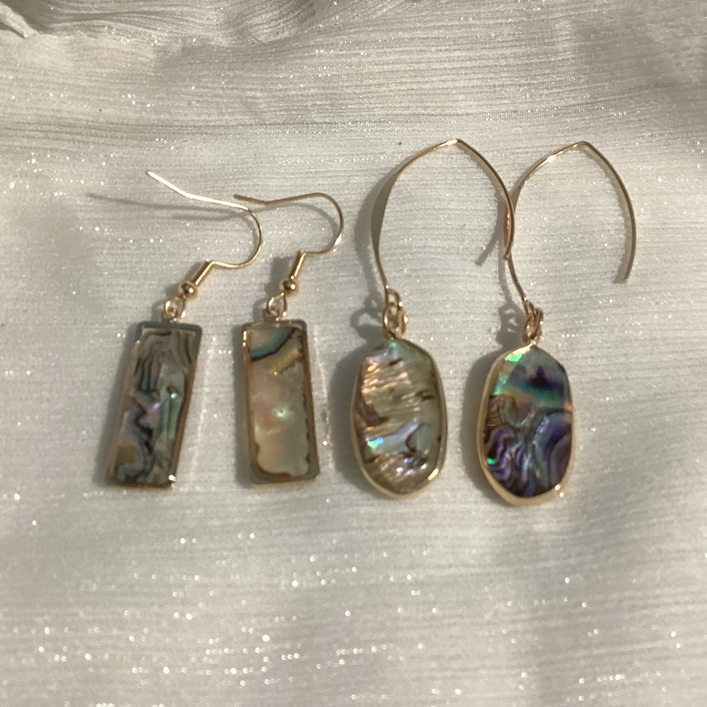 🐚Abalone Shell Earring Set – 2 Pair Bundle ✨ - Picture 4 of 17